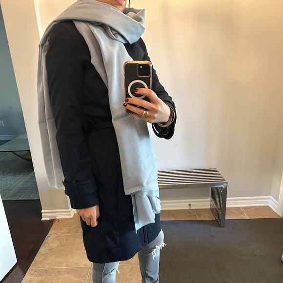 Ice blue/gray 100 percent wool big wrap for women - Picture 11 of 13